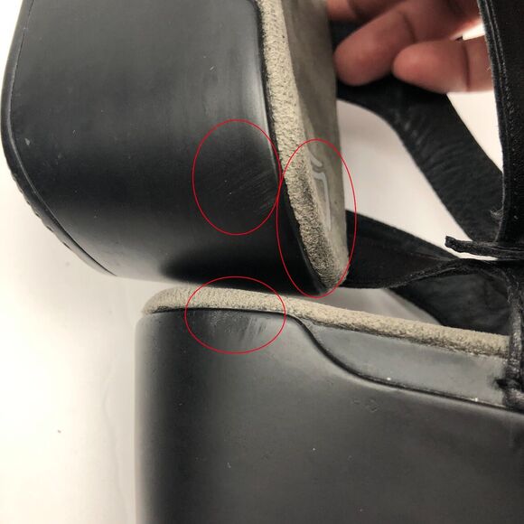 Dansko Sissy Sandals Sz 41 10.5 - 11 Leather Strappy Heel Buckle Platform Shoes - Picture 9 of 11